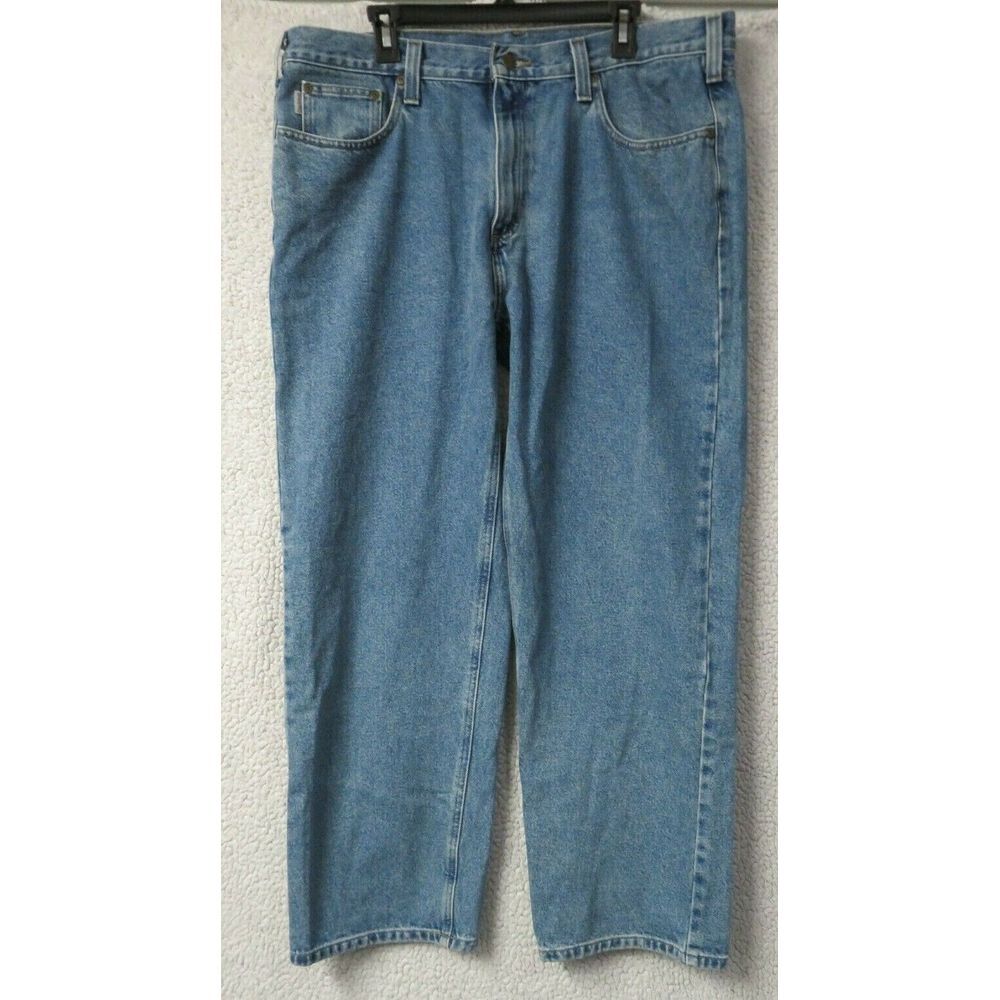 Mens Carhartt Blue Jeans Size 40x30 B460 LVB Relaxed Fit Pant Workwear Denim
